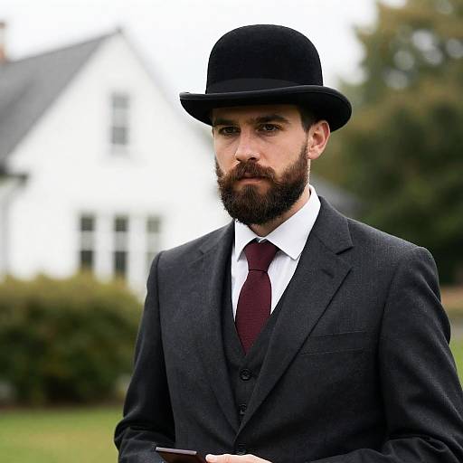 Bearded Man in Bowler Hat Photography