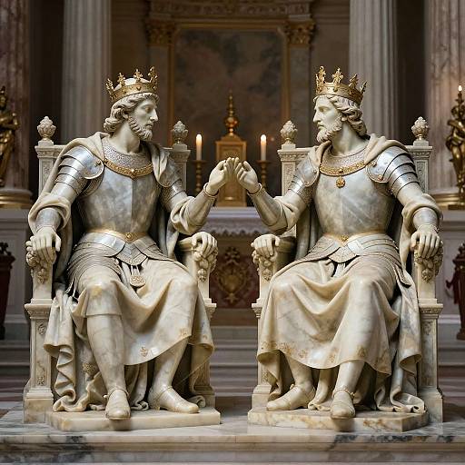Photorealistic Medieval Kings Marble Statues