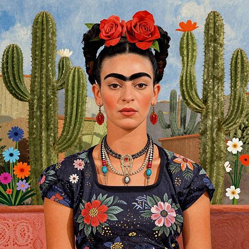 Frida Kahlo Inspired Vibrant Portrait