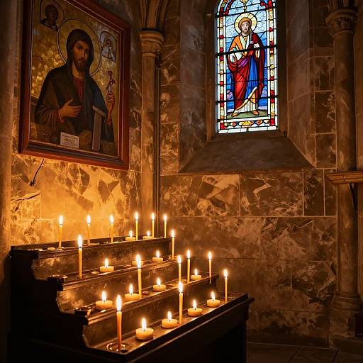 Votive Candles in Ancient Chapel
