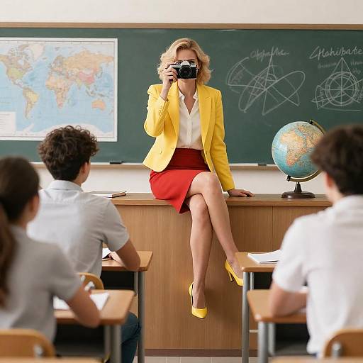 Classroom Scene with Confident Woman