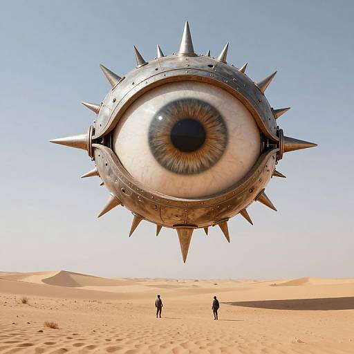 Colossal Mechanical Eye Over Desert