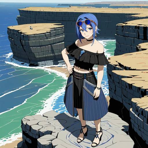 Charming Girl on Coastal Cliffs