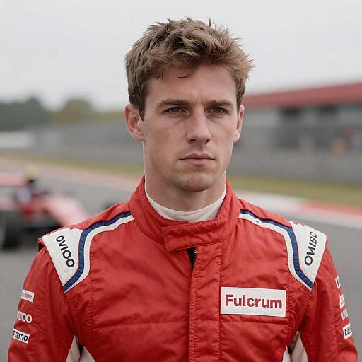 Serious Race Car Driver in Red Suit