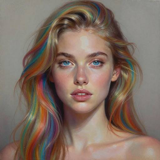 Stunning Fantasy Woman with Rainbow Hair