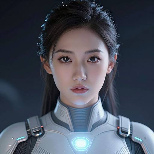 Futuristic Woman in Glowing Suit