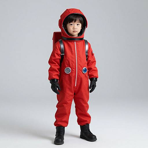 Child in Red Astronaut Suit