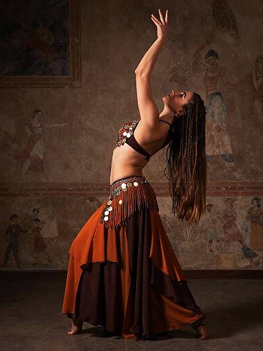 Burnt Orange Belly Dance Side Profile