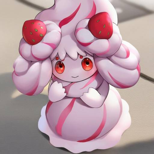 Illustration of Alcremie (strawberry sweet), pokemon in the style of Dikko