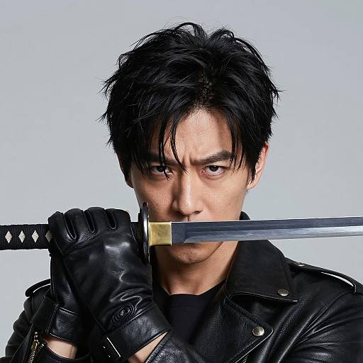 Intense Portrait of a Samurai Warrior