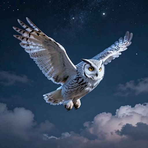 Spectral Owl Soaring Under Moonlight
