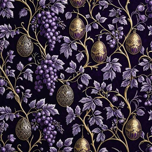 Purple Grape Vine Wallpaper with Gold Easter Eggs