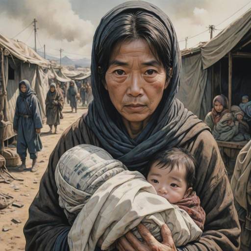 Displaced Mother in Tragic Manga Style