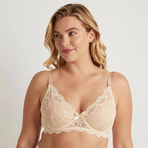 Elegant Blonde Woman in Lace Bra