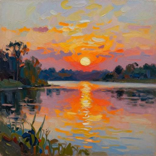Impressionist Sunset Lake Transformation