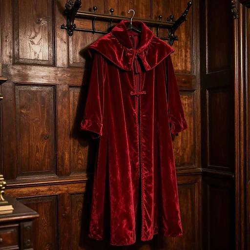 Red Velvet Cloak in Victorian Room