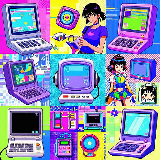 Japanese Y2K Cyber Tech Collage