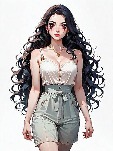 Chic Woman in Ivory Spaghetti Strap Romper