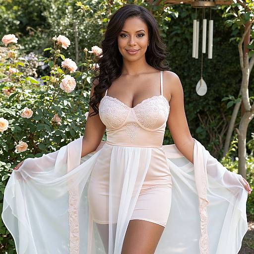 Sunlit Woman in Satin Garden