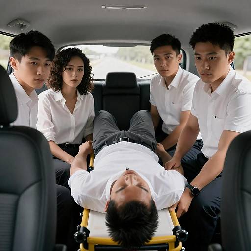 Tense Scene Inside a Dark Car