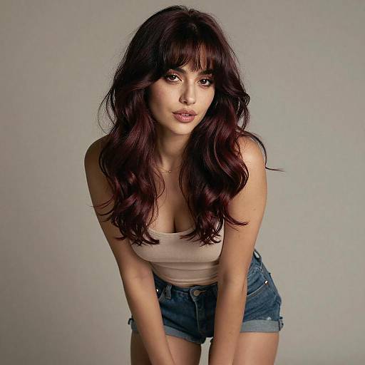 Playful Woman with Mahogany Balayage