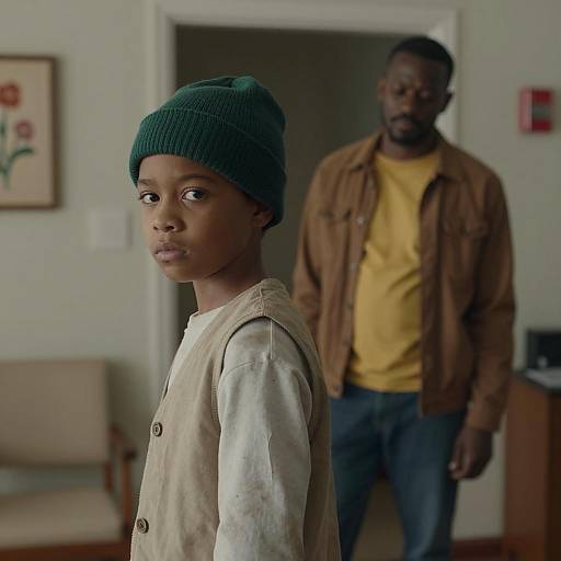 Serious Boy in Dim Room Photograph