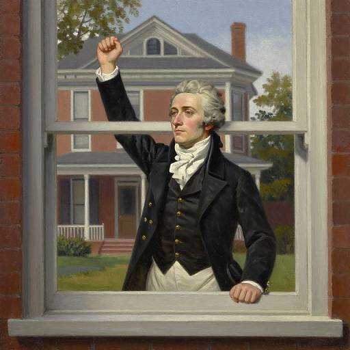 Alexander Hamilton Cheering by Victorian House Window