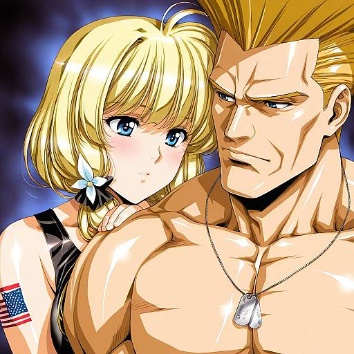 Illustration of Guile, street fighter in the style of Urushihara satoshi