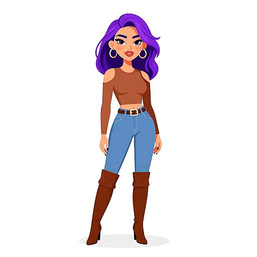Stylish Woman with Purple Hair in Casual Outfit