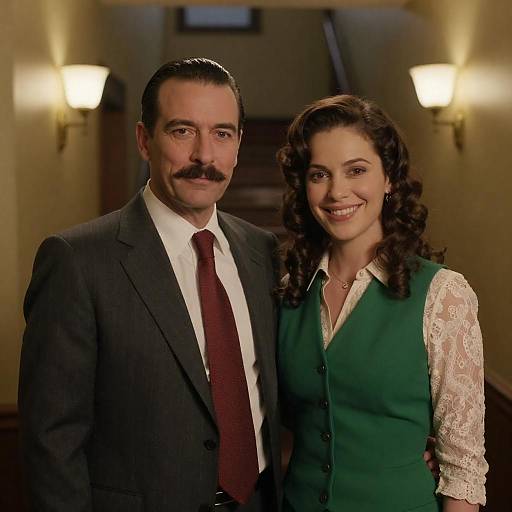 Elegant Couple in Dim Hallway