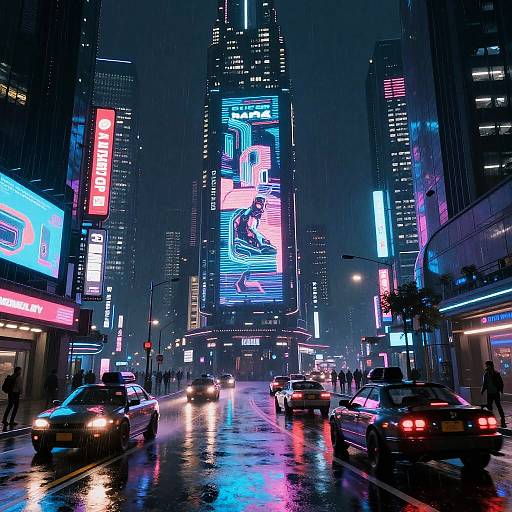 Neon Cyberpunk Urban Nightscape