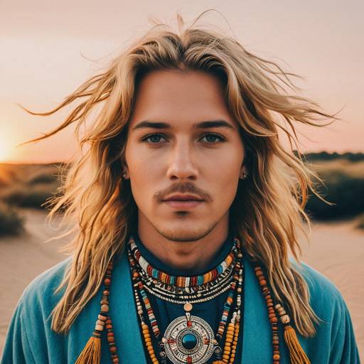 Mystical Shaman Style Portrait at Sunset