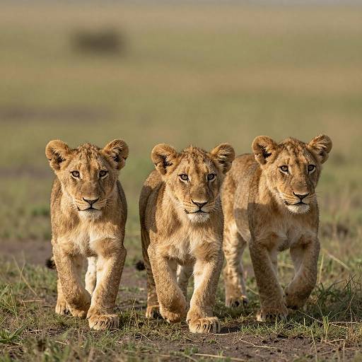Young Lion Cubs in Savanna Adventure