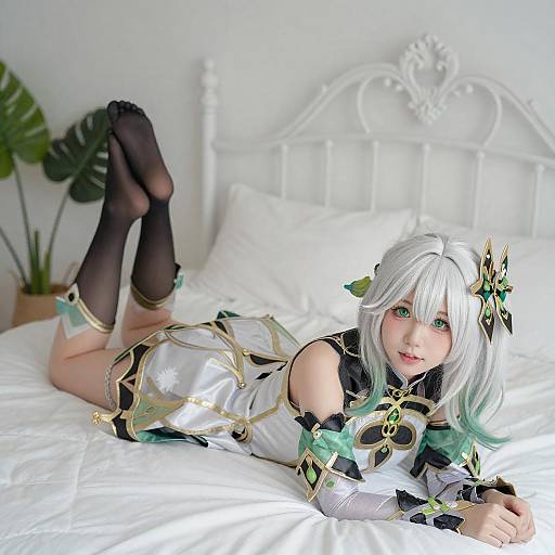 Playful White-Haired Anime Girl