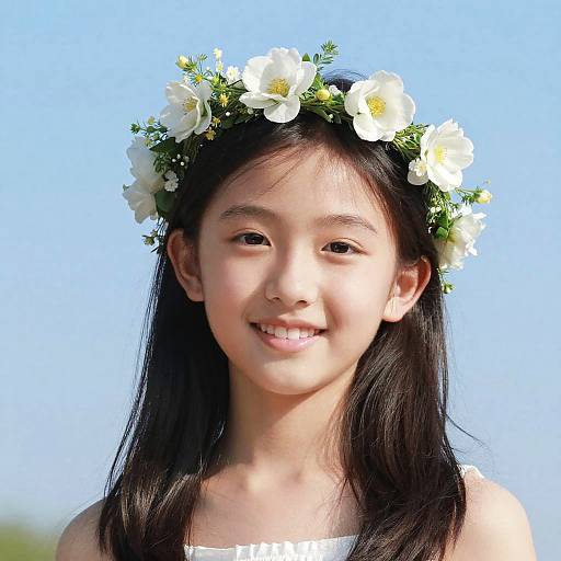 Youthful Girl Portrait with Flower Crown