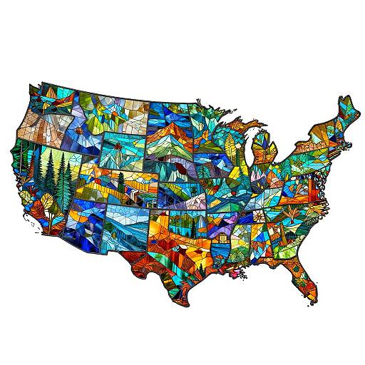 Colorful Stained Glass US Map