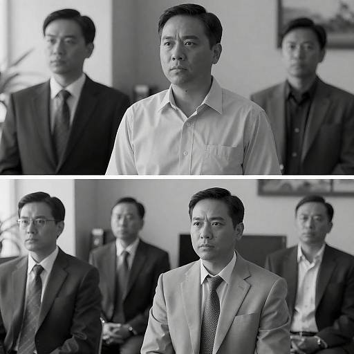 Intense Office Scenes in Black and White