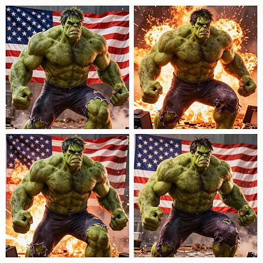 Dynamic Hulk-Inspired Hero Collage