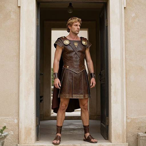 Man in Roman costume doorway