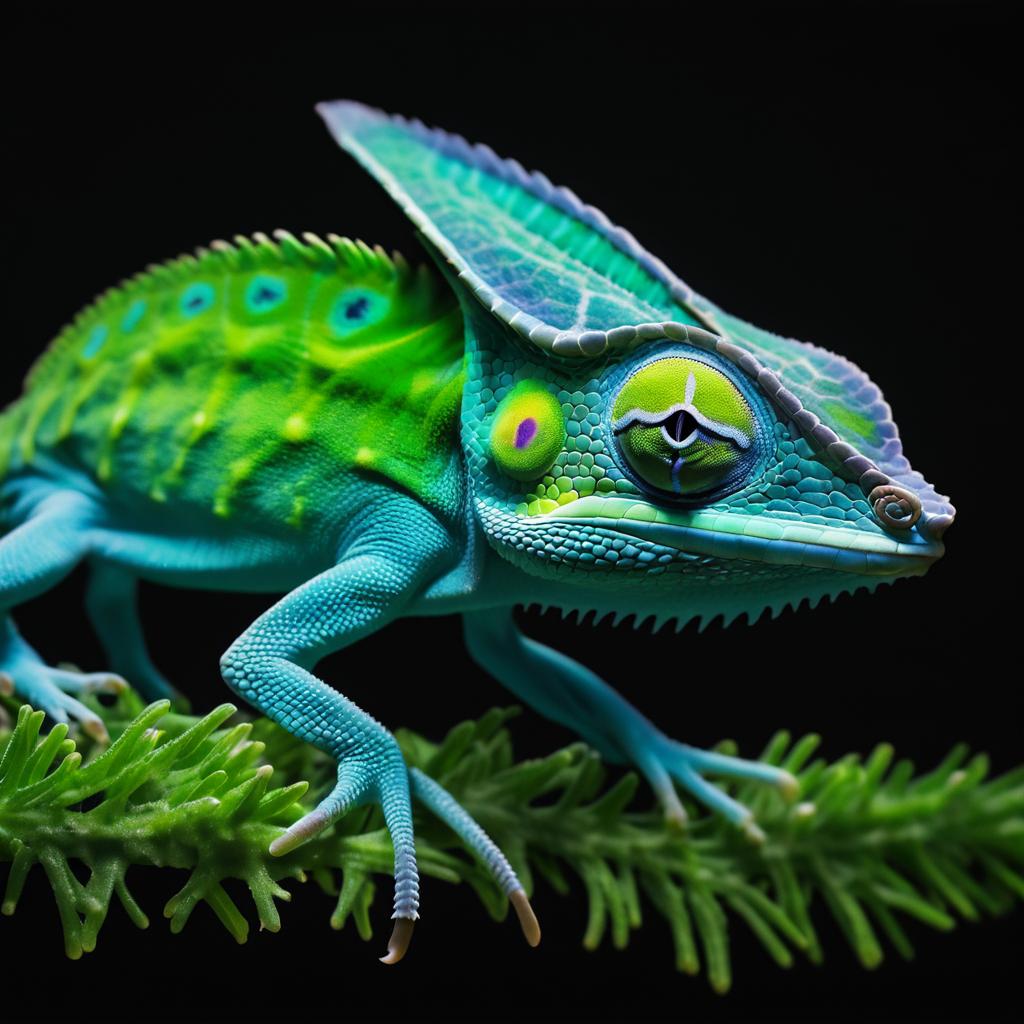 Studio Portrait of a Chameleon-Like Alien