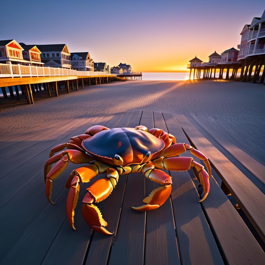 Giant Crab Sunset Attack on Boardwalk