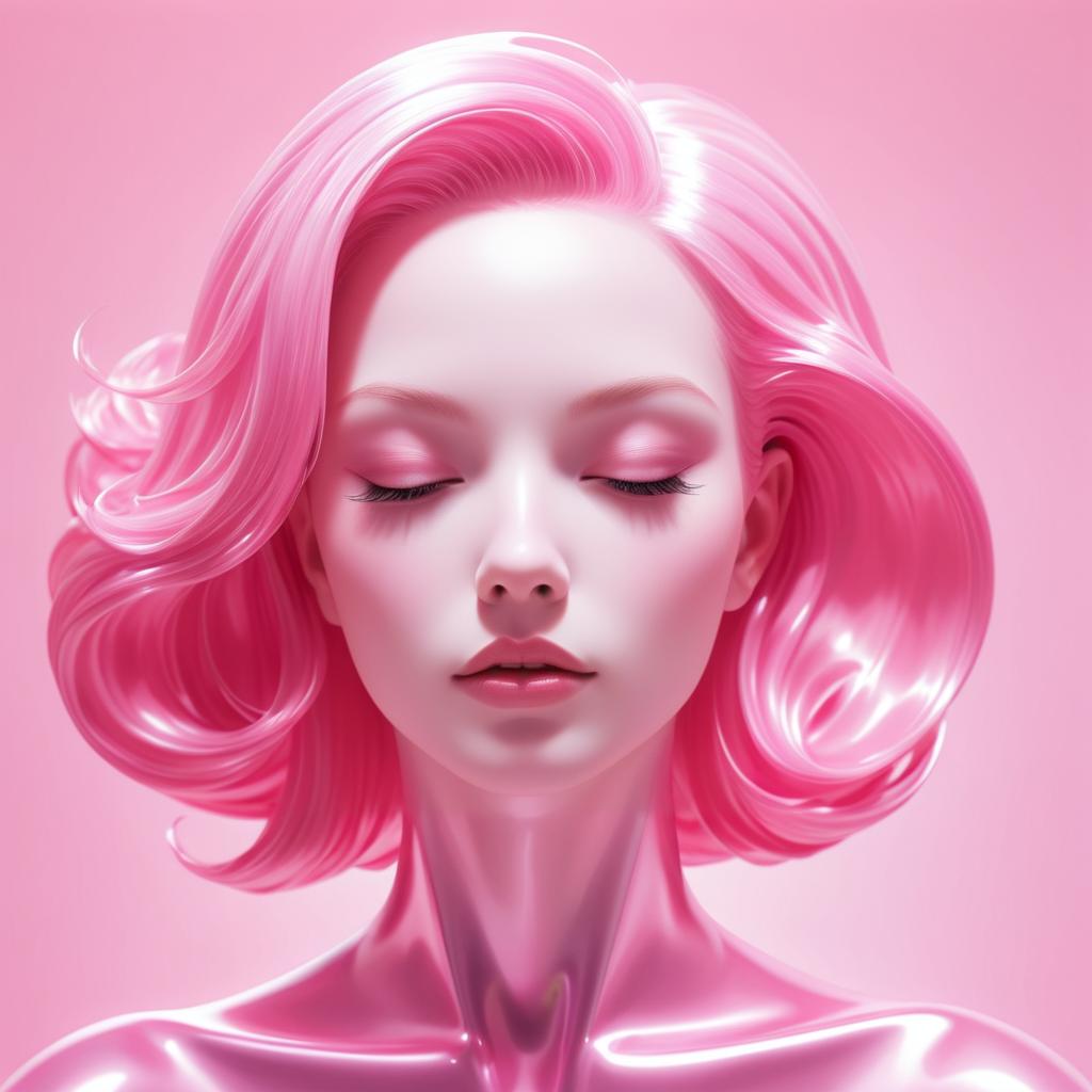 Dreamy Portrait of a Pink-Haired Girl