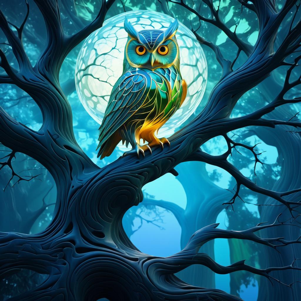 Translucent Owl in an Ancient Tree