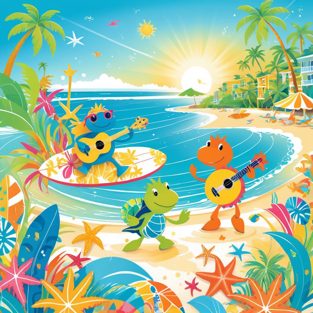 Cheerful Beach Party with Sea Creatures