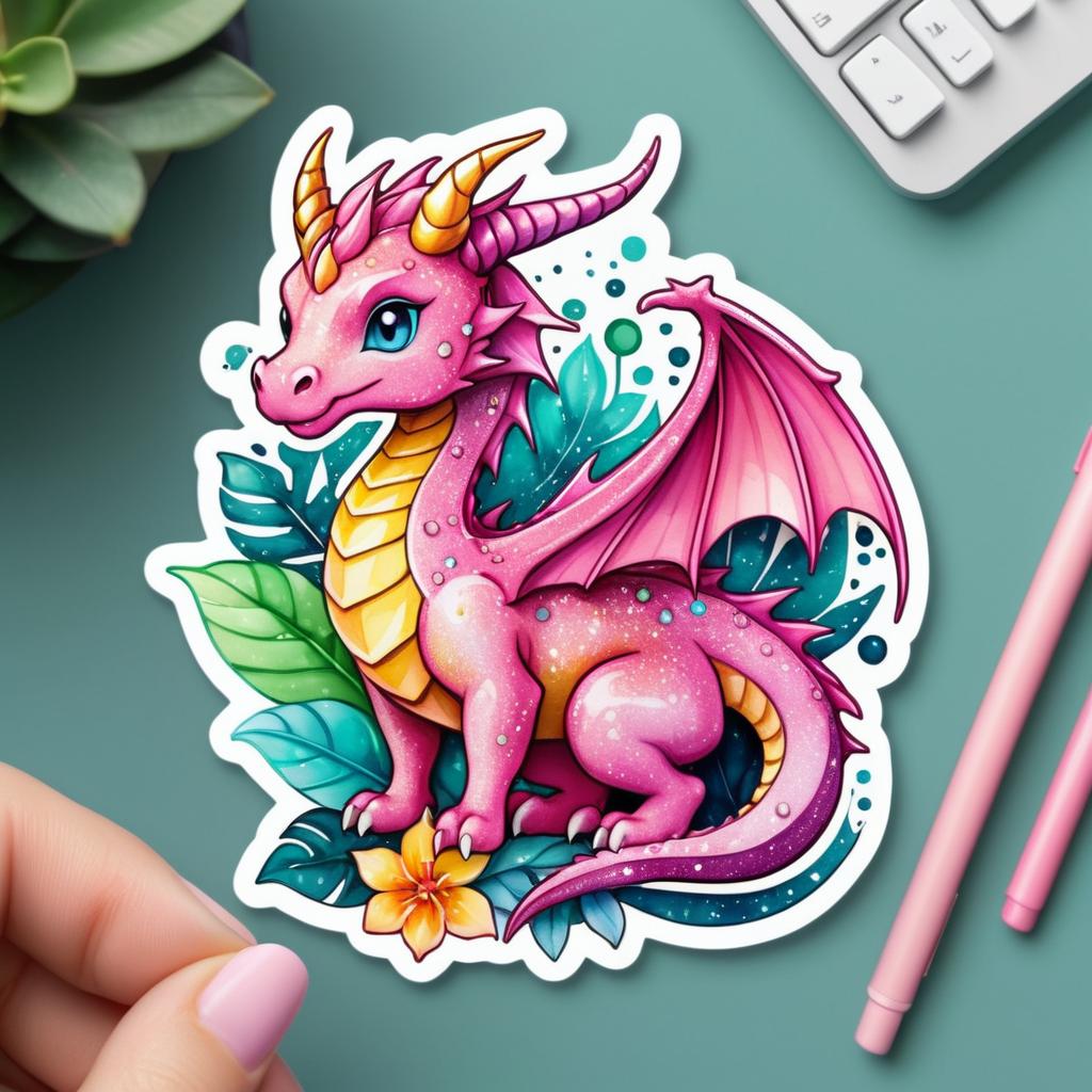 Vibrant Kawaii Fantasy Dragon Sticker