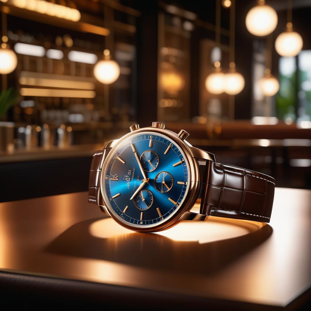 Elegant Wristwatch in a Cozy Cafe