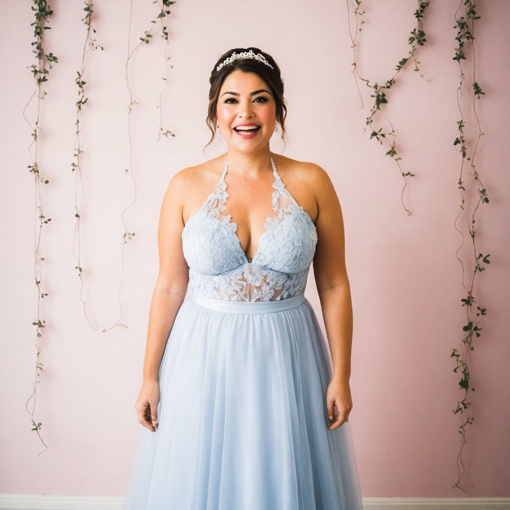 Surprised Bride-to-Be in Soft Periwinkle