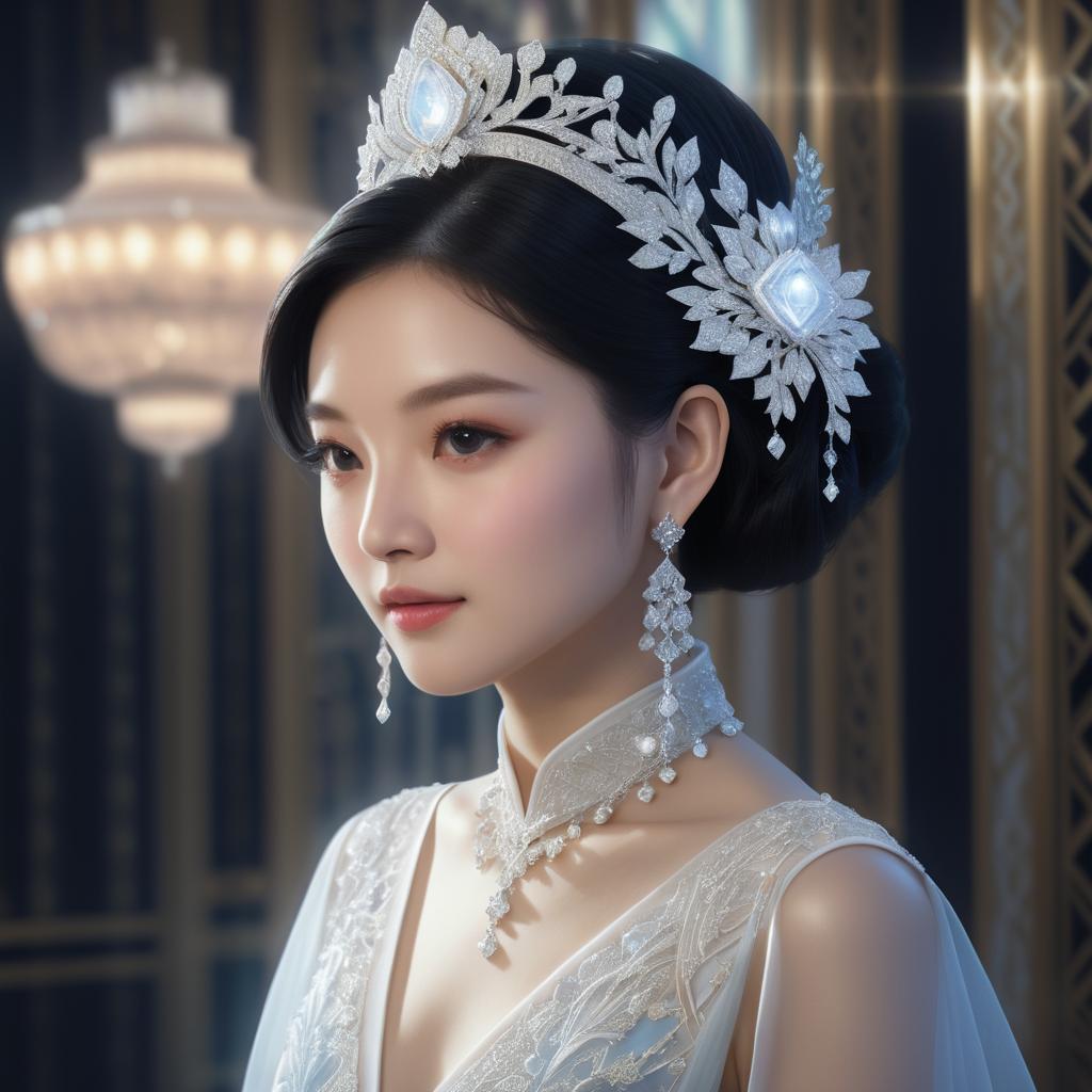 Charming Asian Woman in Fantasy Couture