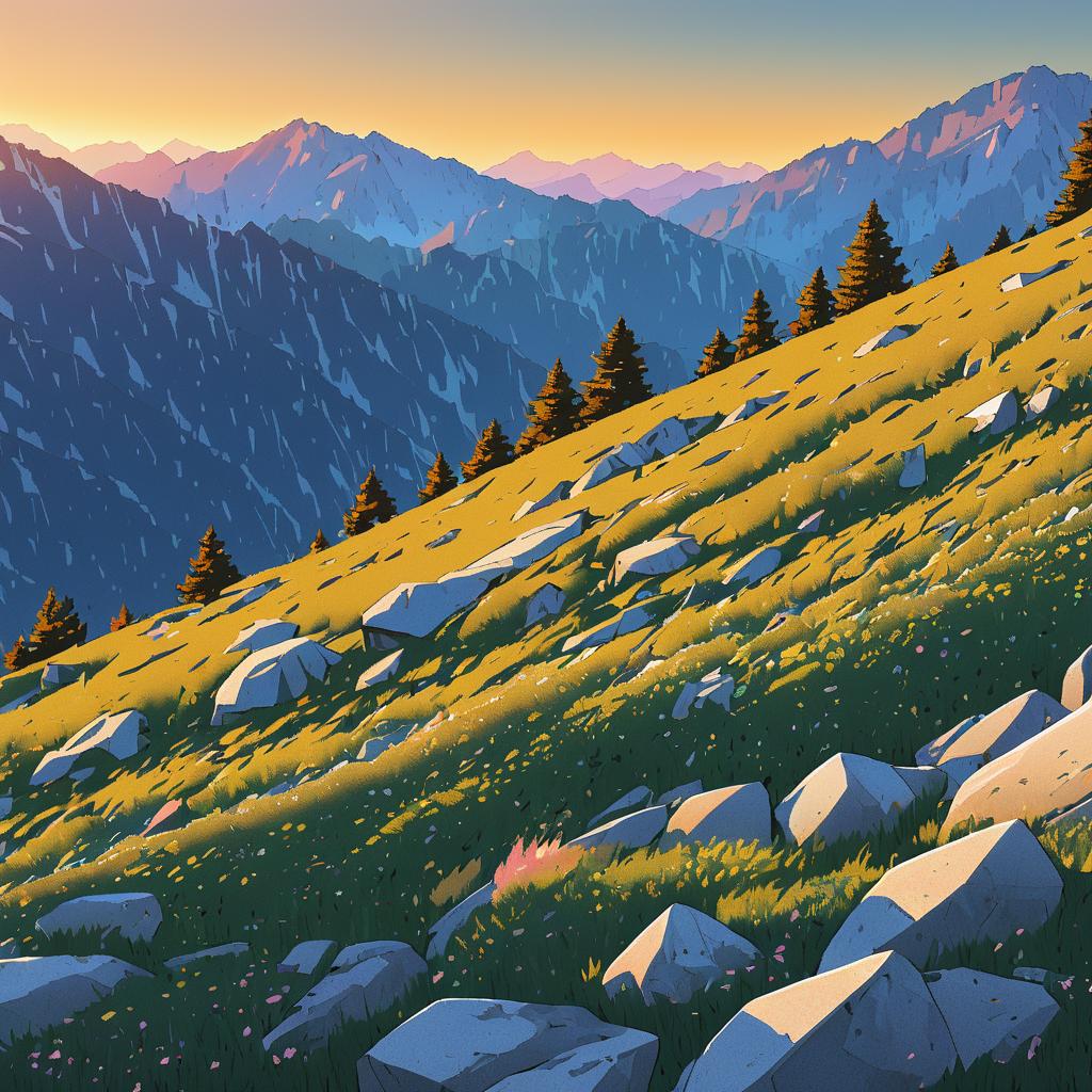 Alpine Ridge: Rocky Terrain at Dusk