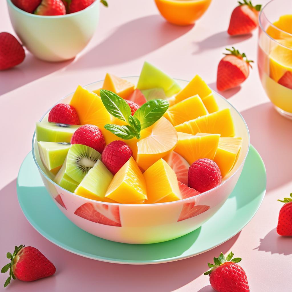 Vibrant Pastel Fruit Salad Photography